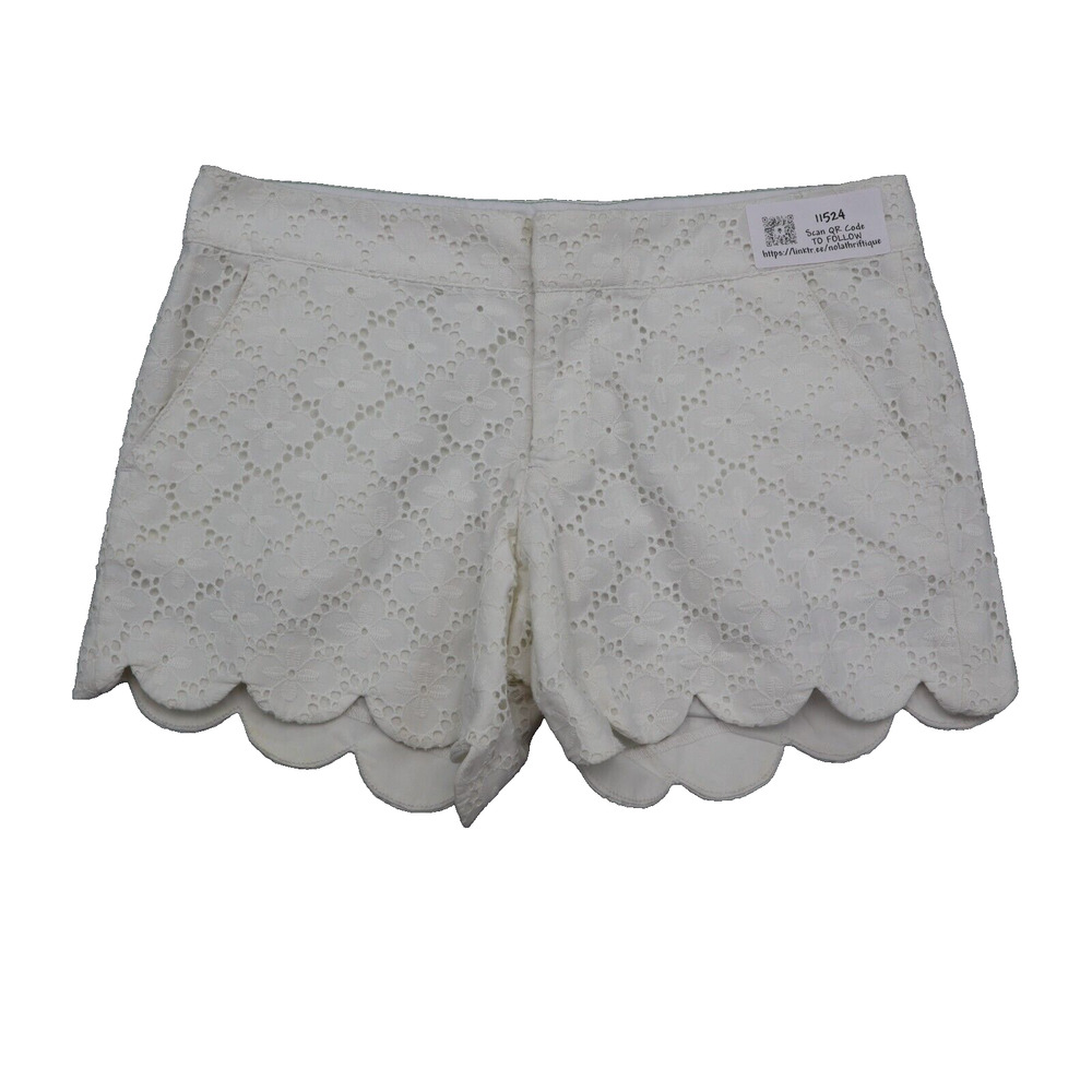 Lilly Pulitzer Shorts Womens 2 White Lace Floral Buttercup Mid Rise Bottoms
